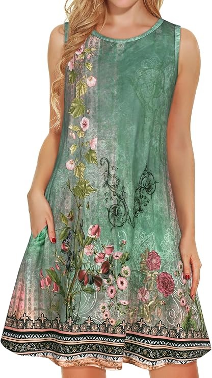 Green spaghetti strap cotton dress for brunch with friends