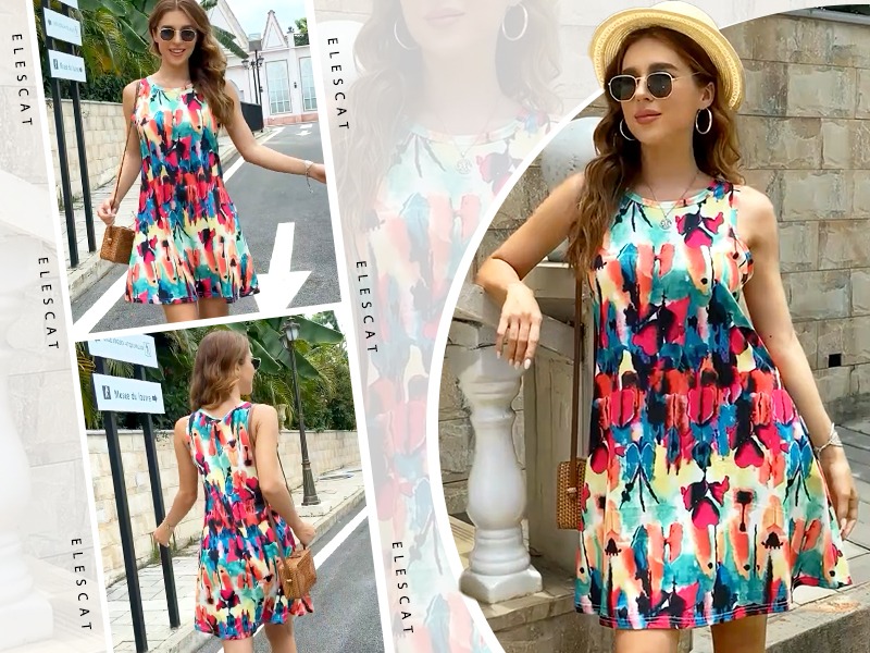 Floral print cotton dress styled for a summer picnic