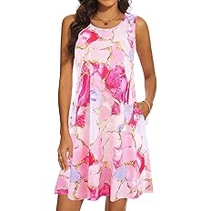 rose floral loose fit cotton summer dress with white sandals