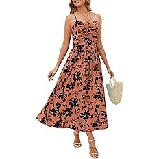 Spaghetti strap orange cotton dress styled with gold hoops