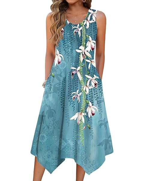 Floral print cotton dress with double-layered bust