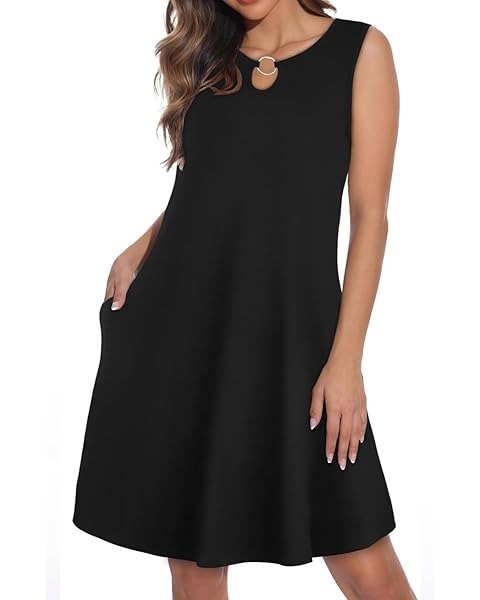 Black cotton A-line summer dress for rooftop dinners